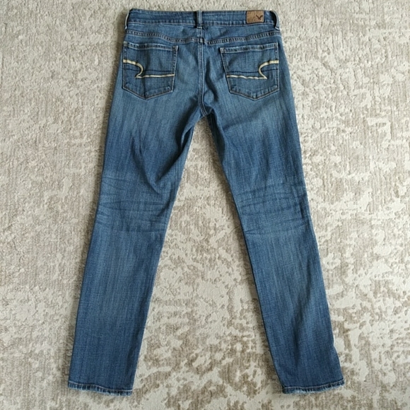 AEO Skinny Stretch Distressed Whiskering Jeans 6S Blue - Picture 9 of 16